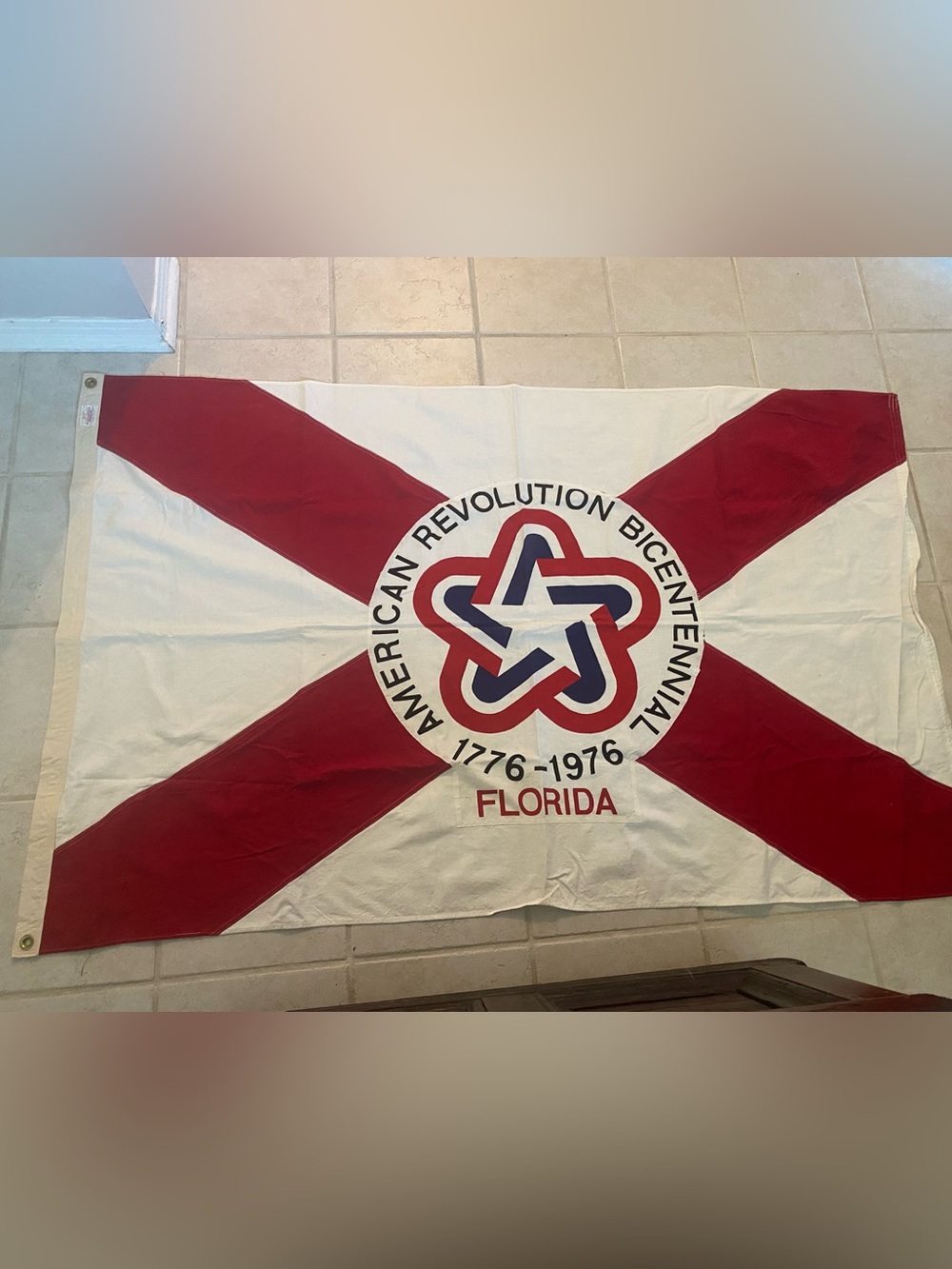 Vintage American Revolution Bicentennial Florida Valley Forge Flag 100% Cotton